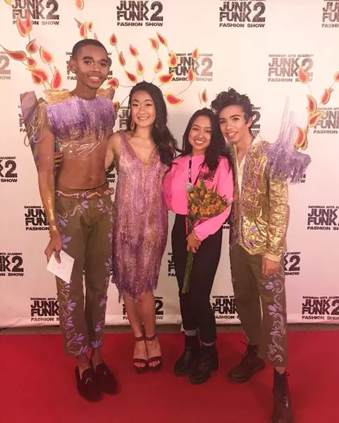 From last year’s J2F: Alivia Rukmana with her models Serena Ho, Nathan Castro, and Keon Hughes.