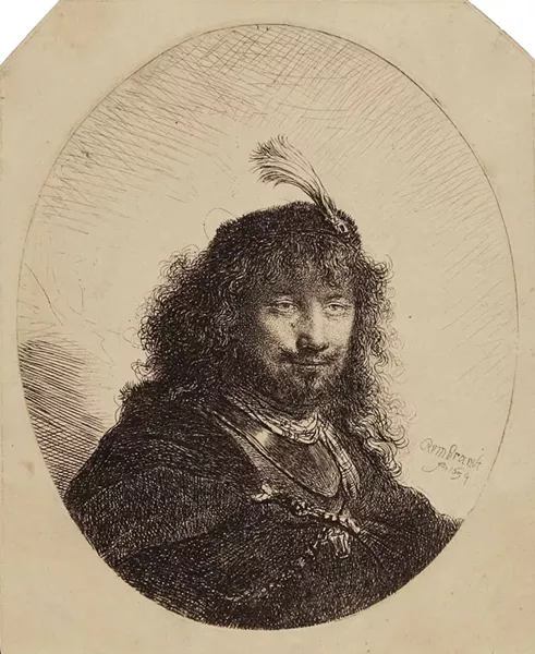 Self Portrait with Lowered Saber. - COURTESY OF THE COLLECTION OF THE WESTMONT RIDLEY-TREE MUSEUM OF ART IN SANTA BARBARA, CA.