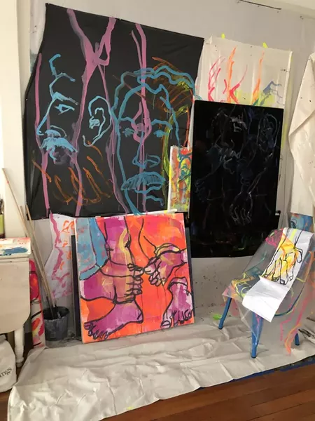 Inside the artist's studio.
