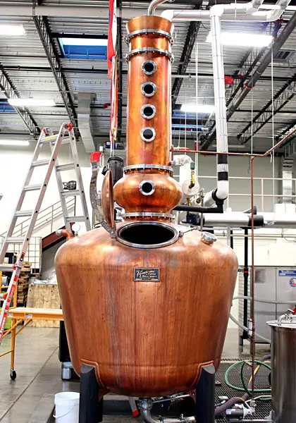 The heart of the operation is the 500-gallon handcrafted Vendome copper pot still that was custom-made in Kentucky and purchased long before the Ghost Coast building.