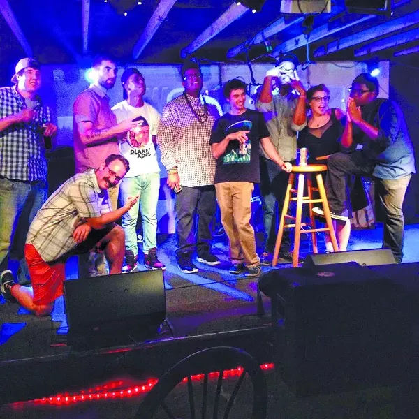 Comedians DJ Delgado, Brendan Townend, Zach Albers, Rob Haze, David Perdue, Steven Mayes, Derick Marchel, Melanie Goldey, and Chris Islame after Comedy Planet Presents: Rob Haze. - PHOTO COURTESY OF SAVANNAH COMEDY, FACEBOOK.COM/SAVANNAHCOMEDY912