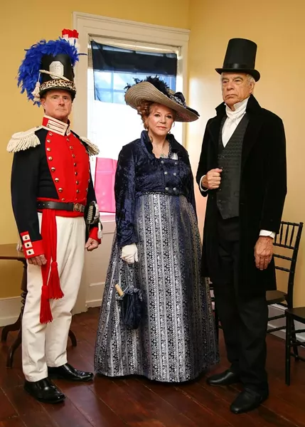 Historical reenactors Jeff Freeman, Jan Vach and Greg Vach present Lafayette in Savannah 1825. - PHOTO BY JON WAITS