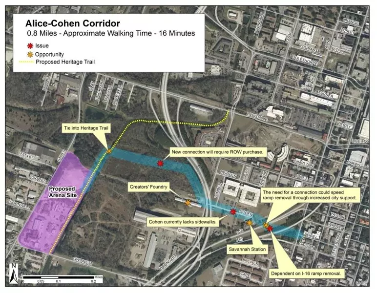An inset of the Alice/Cohen streets Corridor - ILLUSTRATION FROM ARENA REPORT