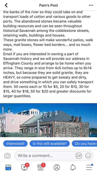 A screenshot from the Pooler Yard Sale page