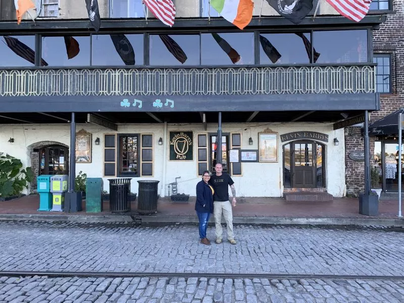 Kevin and Linda Farley outside their favorite bar.