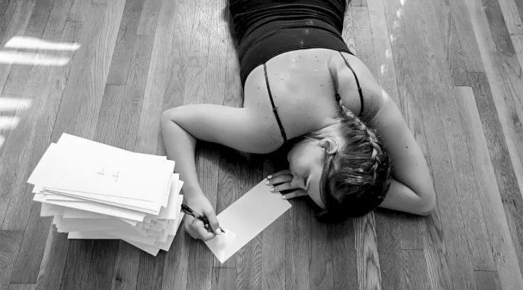O'Hara working on the interactive portion of her exhibition
