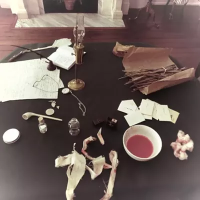 Rooms in the house have been altered to reflect life during the 1820 Yellow Fever pandemic; this is a bleeding table for victims