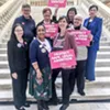 Part of a group from Savannah who traveled to Atlanta to make sure their voices were heard by the Chatham delegation. Front row: Yvette Upton, Leona Humphries, Kate Dunnagan, Joan Wade. Back row: Glen Hamilton, Kathryn Shelton, Jessica Leigh Lebos, Coco Papy. Part of a group from Savannah who traveled to Atlanta to make sure their voices were heard by the Chatham delegation. Front row: Yvette Upton, Leona Humphries, Kate Dunnagan, Joan Wade. Back row: Glen Hamilton, Kathryn Shelton, Jessica Leigh Lebos, Coco Papy.