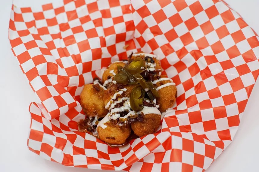 Bailey's Bacon Jam Corn Bombs can be found in the Tower Building Food Court. - TEXAS STATE FAIR