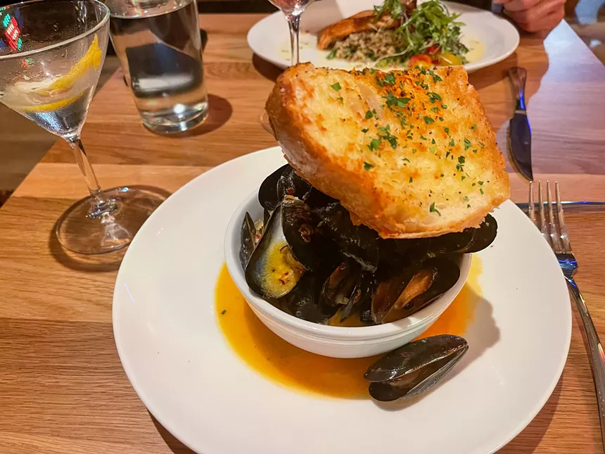 So much bread: But there really are enough mussels in a delightful broth to make a meal. - TAYLOR ADAMS