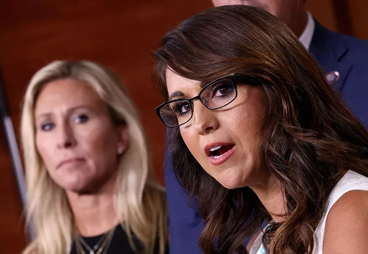 Lauren Boebert (right, with the equally controversial Marjorie Taylor Greene) is the congressional representative for Grand Junction. - GETTY IMAGES