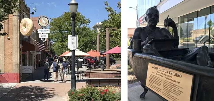 Among the highlights in Grand Junction's quaint downtown is a statue of Oscar-winner Dalton Trumbo, who was raised in the city. - PHOTOS BY MICHAEL ROBERTS