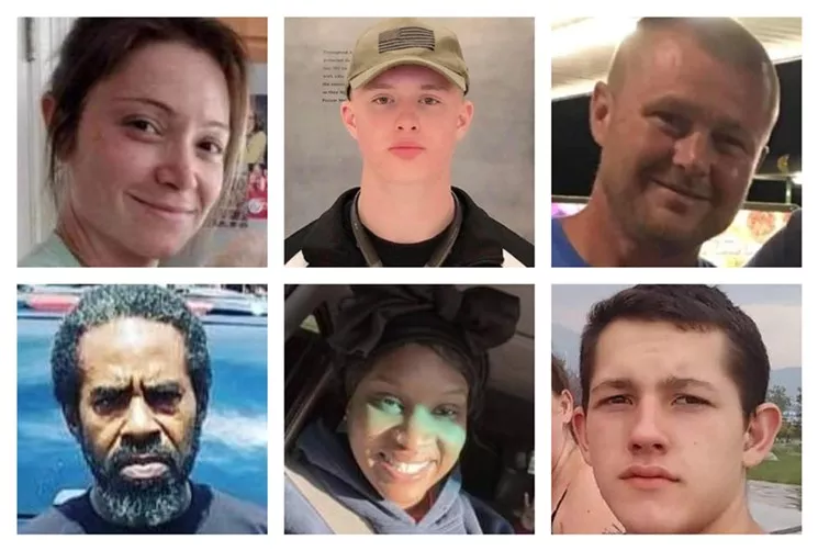 Clockwise from upper left: Leah Carlene Knowlton, Joseph Viera, John Richard Roth, Sylvio Anglada, Tashianna Blake and Nathan A-Kol Bright all died by gun this year. - GUNMEMORIAL.ORG