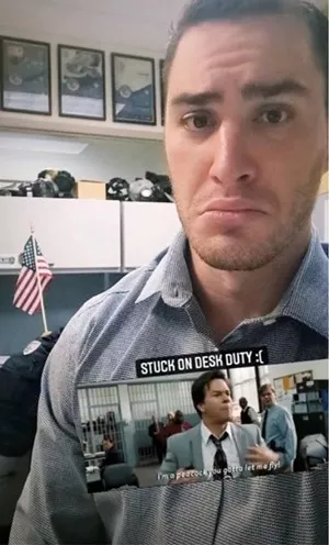 Glendale Police Officer Chandler Phillips's social media post about being placed on desk duty amid the investigation into the fatal shooting of John Pacheaco Jr. - HALTZMANLAW.COM