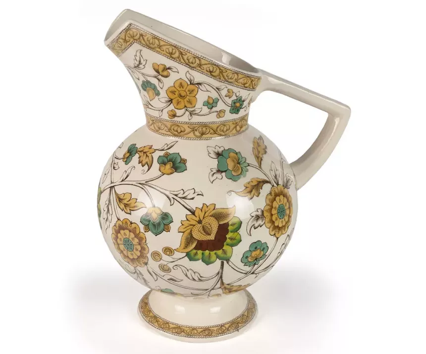 Indiana Jug, 1884–1886, designed by Christopher Dresser (1834–1904) for Old Hall Earthenware Company Ltd. (1861–1902, England). - COURTESY OF KIRKLAND MUSEUM OF FINE & DECORATIVE ART, DENVER.