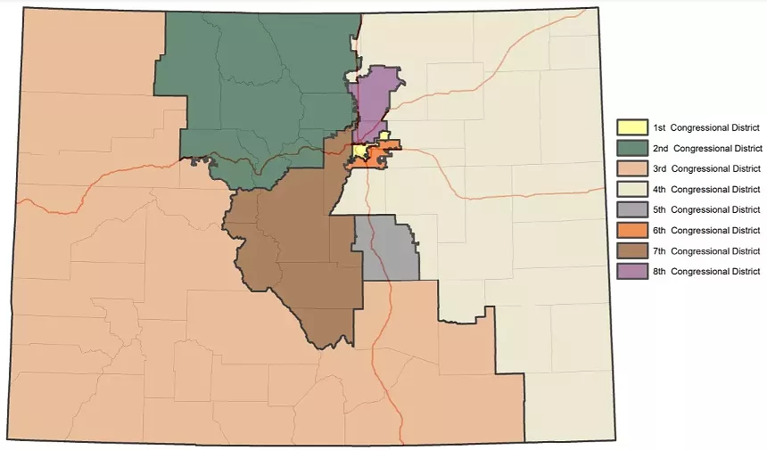 Map submitted to the Colorado Supreme Court on September 28. The Eighth Congressional District is shown in purple. - REDISTRICTING.COLORADO.GOV