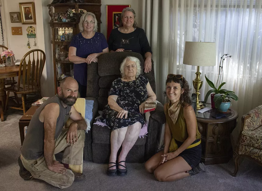 Cordelli and Trueheart with Miss Betty Shelley and daughters Terol (left) and Trudy. - CLAIRE DUNCOMBE
