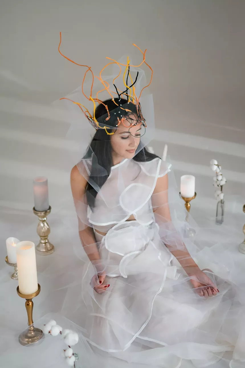 Bullings's white dress and flame crown in the music video were made by local designer Jasmine Lewis. - MEG MACDONALD