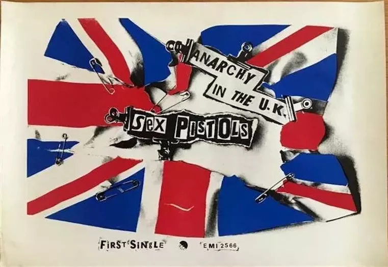 Sex Pistols, Anarchy In the UK, smaller variant cover, EMI Records, 1976. - COURTESY OF THE ANDREW KRIVINE COLLECTION