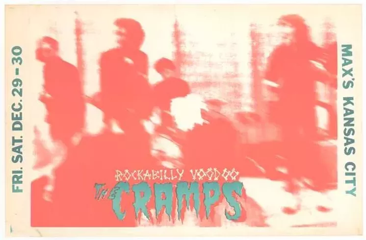 Cramps poster, orange and green, Max's Kansas City poster, December, 1978. - Courtesy of Andrew Craven Collection
