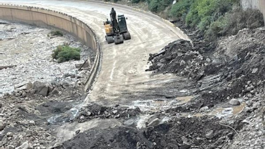 Debris covering parts of Interstate 70 in Glenwood Canyon makes it difficult for the Colorado Department of Transportation to assess the level of damage to the roadway and bridges.  COLORADO DEPARTMENT OF TRANSPORT