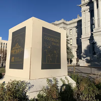 The stand where the Civil War soldier stood...until last year.