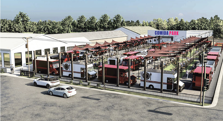 There will be plenty of food trucks to choose from at Comida Park in Pearland. - RENDERING BY NADEEM BATTLA