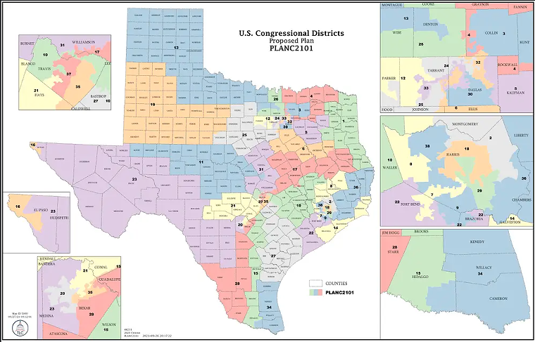 Newly proposed Texas congressional maps, courtesy of the Texas Legislature. - Screenshot