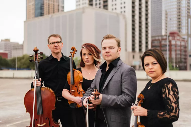 The four-person string quartet Apollo Chamber Players has big plans for its 14th season, including the opening concert, With Malice Toward None and its album of the same title. - PHOTO BY KATY CARTLAND