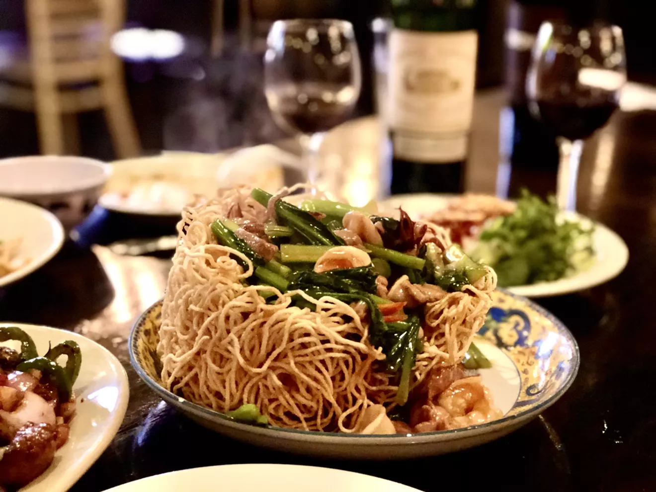 Crispy egg noodles at Mein.