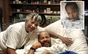 Freed in 2011, Montell Johnson, who has multiple sclerosis, dipped below 100 pounds while incarcerated (inset). He is now lives with his mother, left, in Chicago. - PHOTOS COURTESY OF GLORIA JOHNSON -ESTER