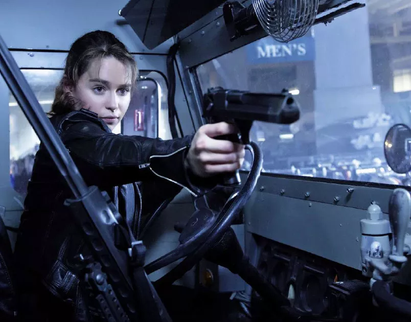 Sarah Conner (Emilia Clarke) shoots first and asks questions later in "Terminator Genisys." - COURTESY PARAMOUNT PICTURES
