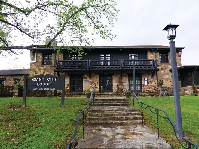 The lodge at Giant City State Park in Union County includes dining rooms, a gift shop and lots of places to relax. Nearby are cabins, an outdoor pool and one of the most popular state parks in Illinois.