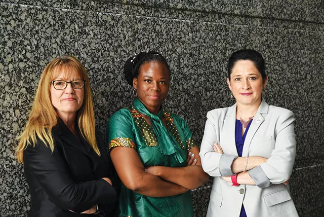 Anti-Harassment, Equality, and Access panel members, left to right, State Senator Melinda Bush, State Representative Carol Ammons, Illinois Comptroller Susana A. Mendoza. - PHOTO COURTESY OF ANTI-HARASSMENT, EQUALITY, AND ACCESS PANEL