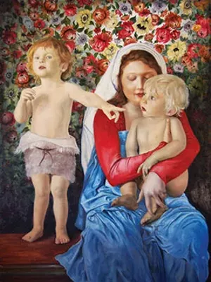 “Christ, Mary and John the Baptist” by Paul Jurgens of Springfield is on exhibit at Springfield Art Association.