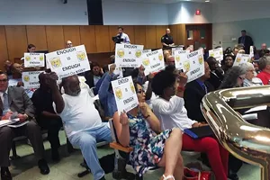Residents angry and surprised by a proposal that would put a homeless shelter in their neighborhood filled city council chambers last month.