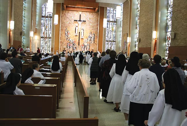 Sacred Heart Convent Chapel is in its glory when the entire congregation gathers for community meetings and celebrations like this one in 2016. - PHOTO COURTESY SACRED HEART CONVENT
