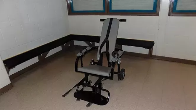 Mentally ill inmates in the Pike County jail are strapped to a restraint chair when all else fails. - PHOTO BY BRUCE RUSHTON