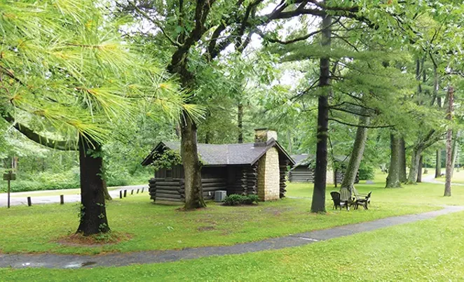 White Pines Forest State Park near Oregon, Illinois, offers log cabins. a historic restaurant and a dinner theater in a relaxing setting beneath towering white pines.