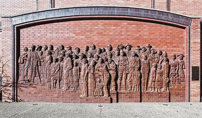 Artist Donna Dobberfuhl created this magnificent 30-foot three-dimensional brick sculpture from real photos and historic research to honor the many men, women and children whose spirit and legacy inspire today’s residents. It is the centerpiece of - PHOTO BY ROLAND LIM PHOTOGRAPHY PROVIDED BY DANVILLE AREA CONVENTION & VISITORS BUREAU