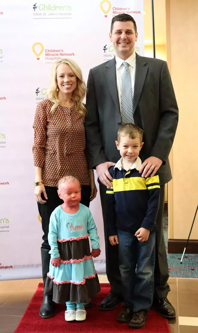 Courtney and Evan Westlake (back) with their children, Brenna (front left) and Connor (front right). - PHOTO COURTESY OF ST. JOHN'S HOSPITAL.