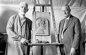 This photo from the Library of Congress shows Osborn Oldroyd (on the right) with sculptor Ulric S. J. Dunbar in 1924, six years before Oldroyd's death. - PHOTO COURTESY OF THE LINCOLN HOME NATIONAL HISTORIC SITE