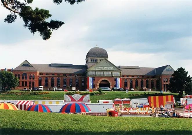 The Exposition Building was built for the 1895 fair. It was the first building to be constructed on the grounds and is still standing. - PHOTO COURTESY SANGAMON VALLEY COLLECTION