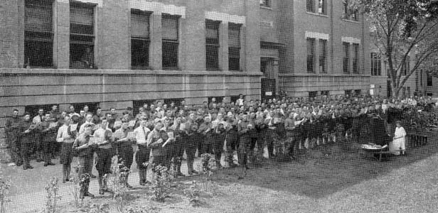 A World War I army unit temporarily housed at the Hay-Edwards School. - PHOTOS PROVIDED BY SANGAMON VALLEY COLLECTION