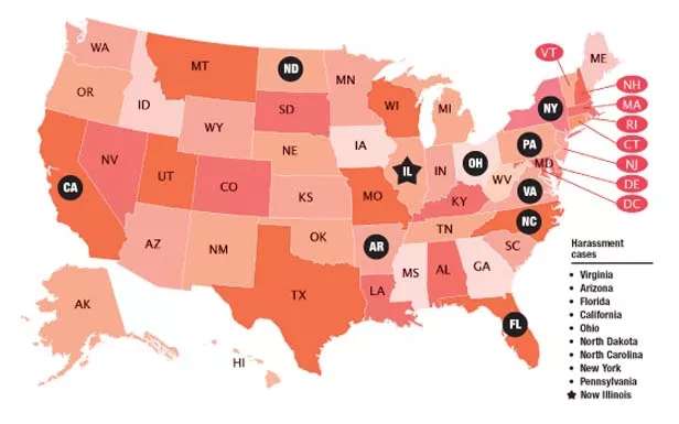 The Media Law Resource Center monitors hundreds of cases nationwide in which bloggers have been sued or subjected to criminal prosecutions. Fifteen cases in 10 states, including Illinois, relate harassment and stalking allegations to Internet activity.