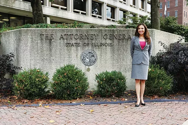 Erika Harold on a recent campaign visit to Springfield. Erika Harold on a recent campaign visit to Springfield. - PHOTO BY CAROL WEEMS