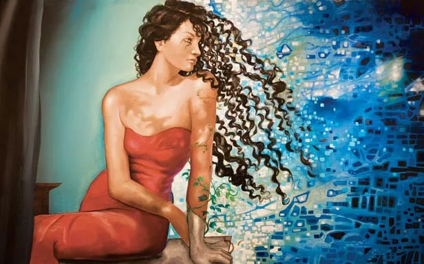 Michael Mayosky’s painting Scheherazade, at the Springfield Art Association gallery for the ArtBeats exhibit. - PHOTO BY PATRICK YEAGLE