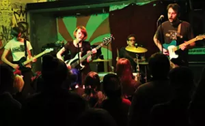 Looming performs onstage at Black Sheep. Left to right: Mitch Baker, Jessica Knight, Brandon Carnes, Jordan Fein. - PHOTOS BY PATRICK YEAGLE
