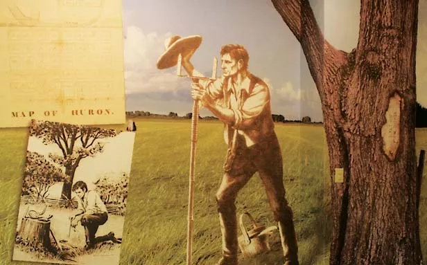 Murals illustrate the history of surveying, and Abraham Lincoln’s early career as a surveyor. - PHOTO BY JOB CONGER