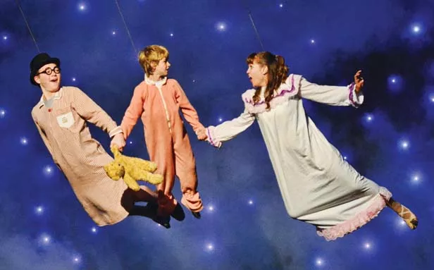 The Darlings (Jakob Hankins, Brayden Brinkman and Lindsey Leach) learn to fly. - PHOTO BY DONNA LOUNSBERRY
